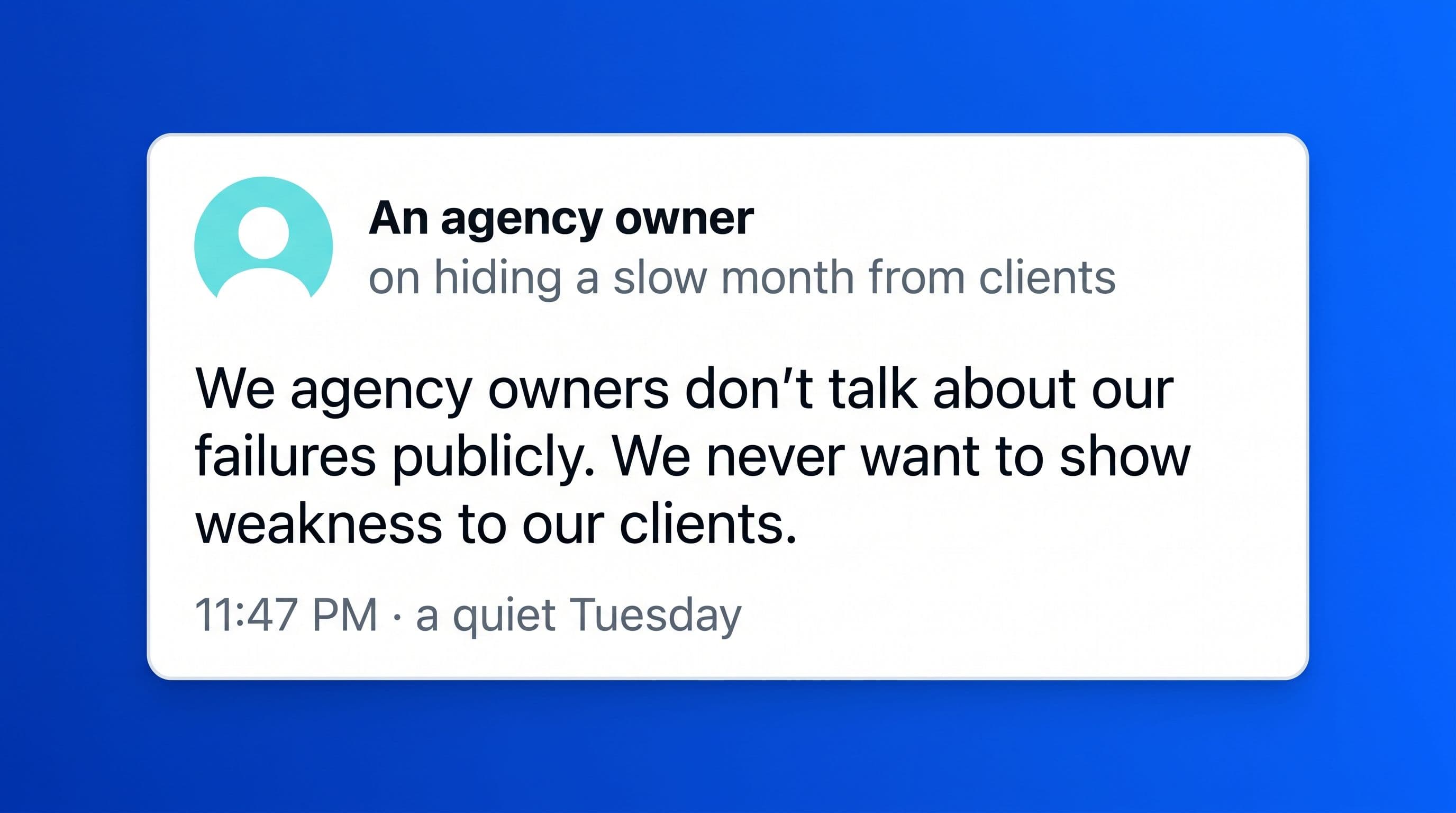 Why agency owners say "good, busy" when it isn't cover image
