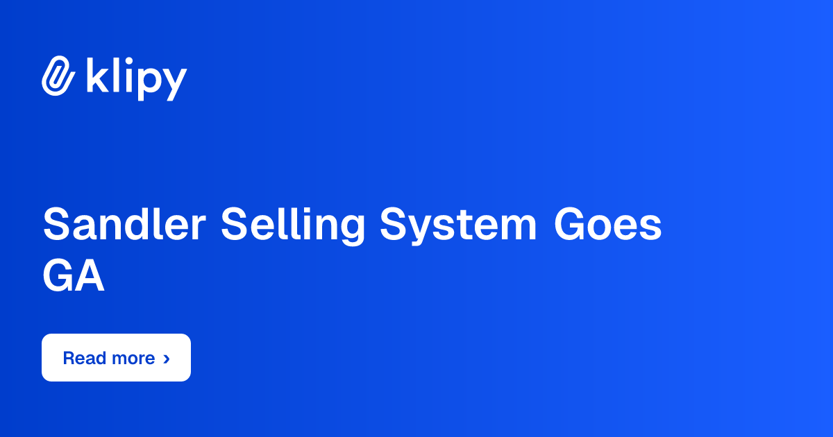Sandler Selling System Goes GA
